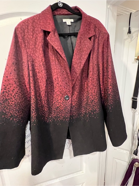 Coldwater Creek Jackets & Blazers - Coldwater Creek Red to Black Ombre Single-Button Blazer 24w